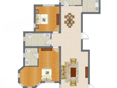 2室2厅 139.33平米户型图