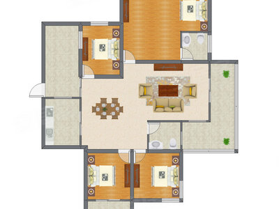 3室2厅 174.50平米
