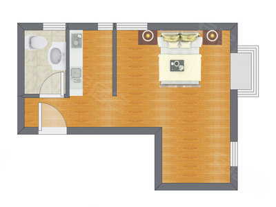 1室0厅 43.69平米户型图