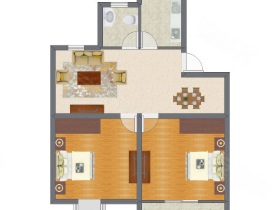 2室1厅 65.83平米