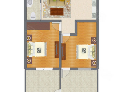 2室1厅 63.24平米
