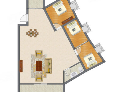 3室2厅 95.68平米