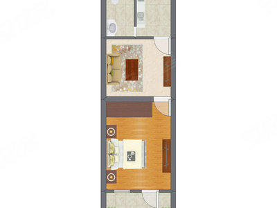 1室1厅 42.76平米户型图