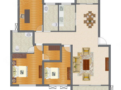 2室1厅 109.69平米