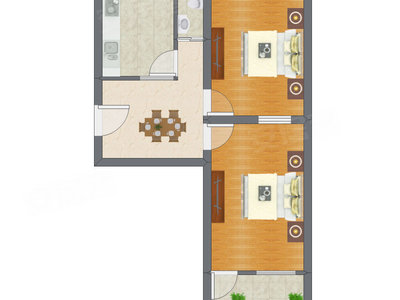 2室1厅 59.45平米