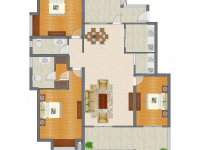 3室2厅 152.22平米户型图