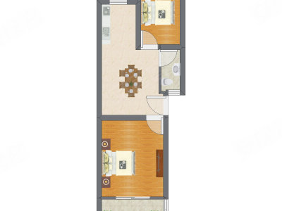 2室1厅 48.31平米