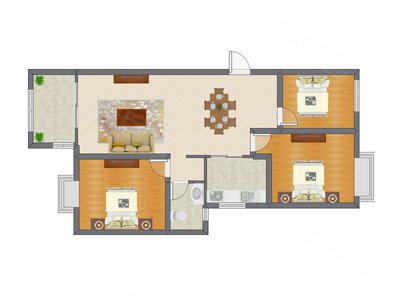 3室2厅 99.00平米