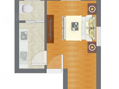 1室0厅 28.64平米户型图