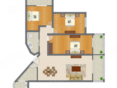 3室2厅 149.26平米户型图