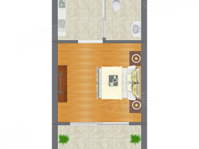 1室0厅 22.46平米户型图
