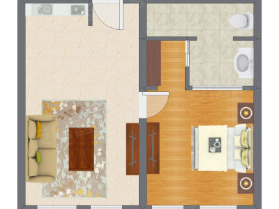 1室1厅 66.00平米户型图