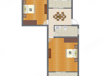 2室1厅 65.00平米