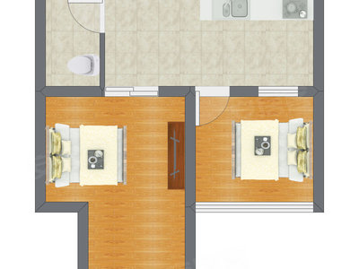 2室0厅 43.76平米