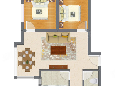 2室2厅 54.00平米户型图