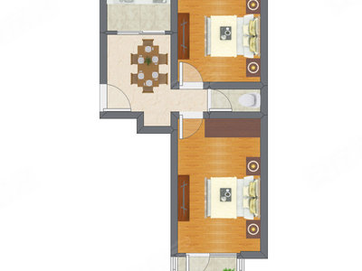 2室1厅 56.90平米户型图