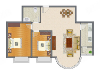2室1厅 72.02平米