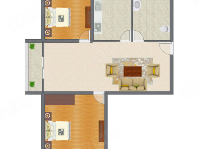 2室1厅 115.00平米户型图
