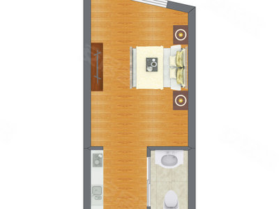 1室0厅 21.52平米户型图