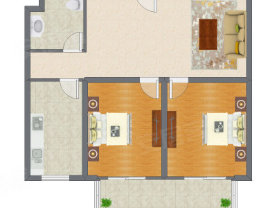 2室1厅 103.91平米户型图