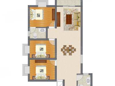 3室1厅 98.00平米