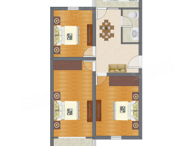 3室2厅 80.92平米户型图