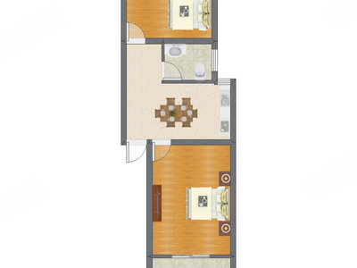 2室1厅 51.18平米