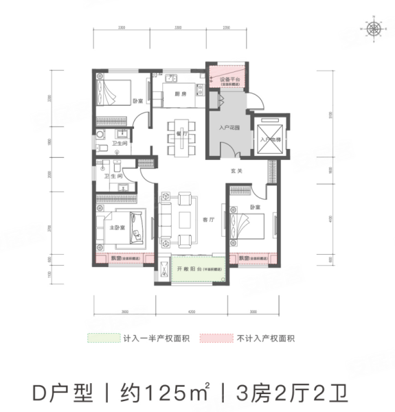 茉莉禧樾3室2厅2卫125㎡南100万