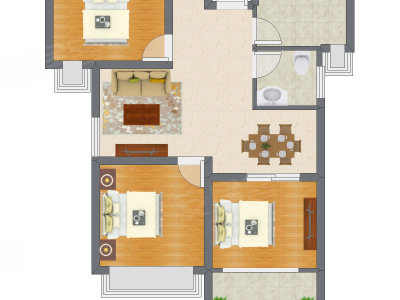 3室2厅 86.00平米户型图