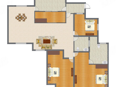 3室2厅 214.00平米户型图
