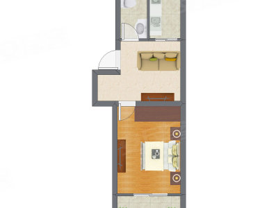 1室1厅 31.30平米户型图