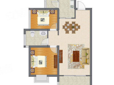 2室2厅 83.64平米户型图