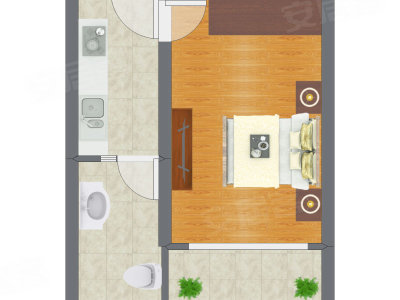 1室0厅 39.51平米户型图
