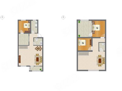 1室2厅 59.44平米户型图