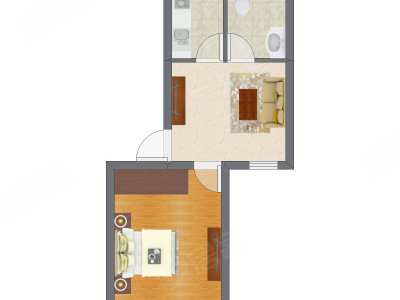 2室1厅 29.50平米