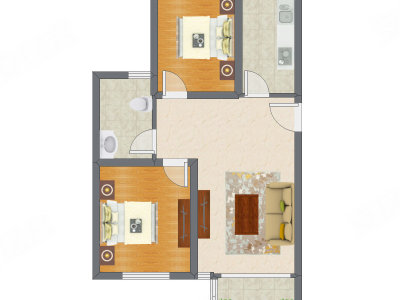 2室1厅 90.65平米