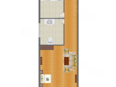1室1厅 86.13平米户型图