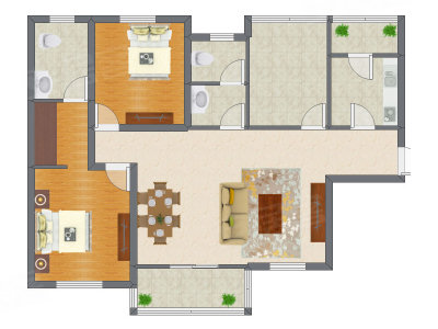 2室2厅 109.50平米户型图