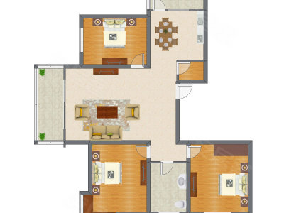 3室2厅 150.21平米