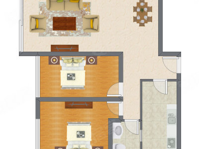 2室2厅 87.70平米户型图