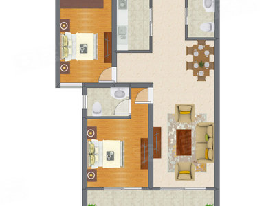 2室2厅 105.73平米户型图