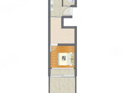 1室1厅 30.65平米户型图