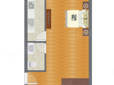1室0厅 50.67平米户型图