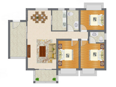 3室2厅 110.70平米户型图