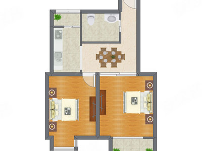 2室1厅 81.53平米