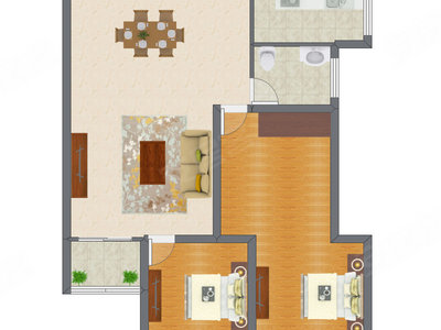 2室2厅 79.16平米户型图