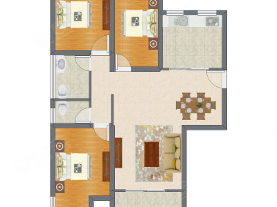 3室2厅 124.42平米户型图