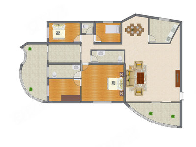 3室2厅 193.00平米户型图