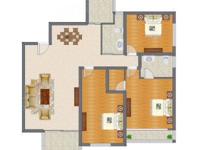 3室2厅 129.13平米