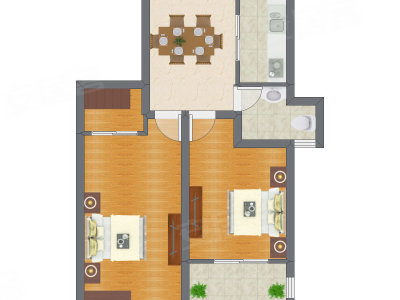 2室1厅 76.60平米户型图